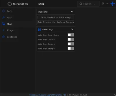 50 Player BINGO Ouroboros Hub Script – Keyless, Auto Buy Cards, Auto Buy Chairs, Auto Buy Stamps
