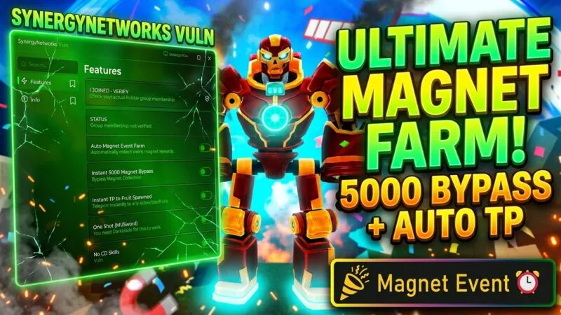 Blox Fruits Magnet Event Script – Keyless, 5000 Magnet Tokens, Auto Farm, Instant Fruit TP