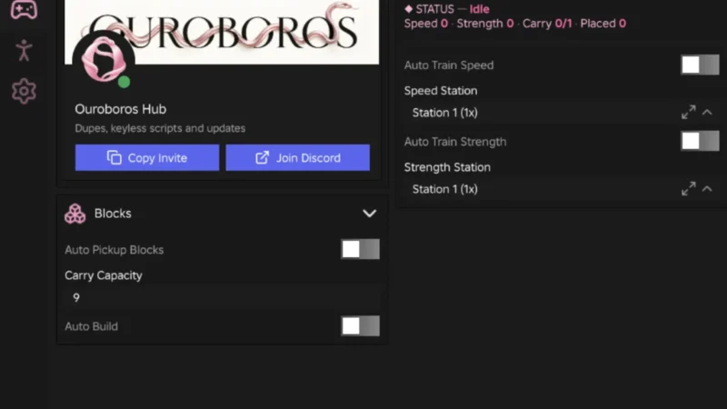 Build The Pyramid Ouroboros Hub Script – Keyless, Auto Build, Auto Pickup, Auto Train