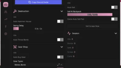 Destroy a House Ouroboros Hub Script – Keyless, Auto Hammer House, Auto Throw Bomb, Fly