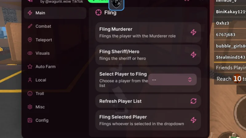 Murder Mystery 2 Waguri Hub Script – No Key, Auto Shoot, Silent Aim, Godmode
