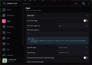 Ride A Pet Serenity Hub Script – Keyless, Auto Steal Eggs, Auto Feed Pets, Egg ESP