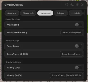 Universal Simple GUI v2.5 Script – Keyless, ESP, Fly, Invisible Mode