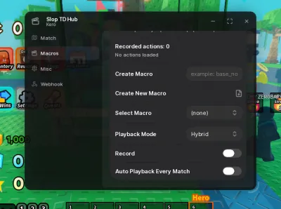 Slop Tower Slop TD Hub Script – Keyless, Auto Playback, Auto Skip Waves, Macro