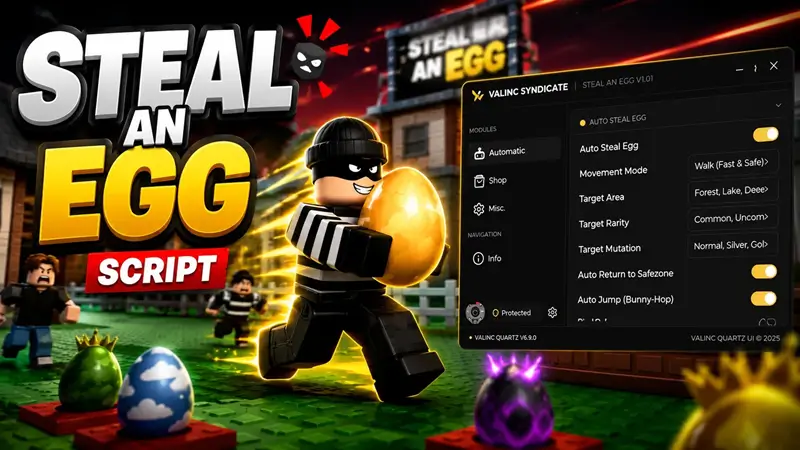 Steal An Egg Script Auto Farm Egg – Keyless, Auto Farm, Auto Steal, Auto Hatch