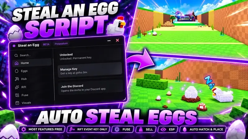Steal An Egg RIFT Script – Key System, Auto Steal, Auto Hatch, Rift Farming