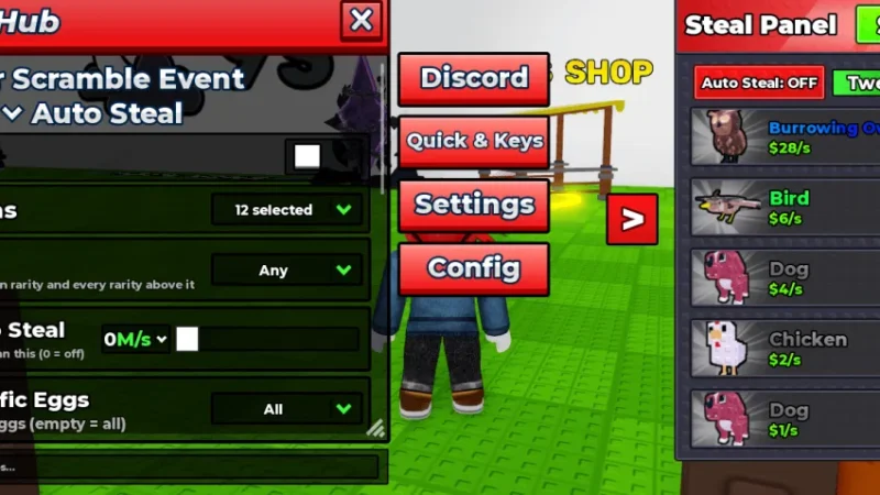 Steal An Egg Script – Keyless, Auto Steal, Target Areas, Minimum Rarity