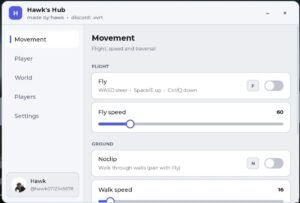 Universal Hawk’s Hub Script – Keyless, Fly, NoClip, Teleport, WalkSpeed