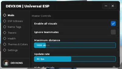 DEVXON Vision Script – Universal ESP, Name Tags, Tracers & Health Bars